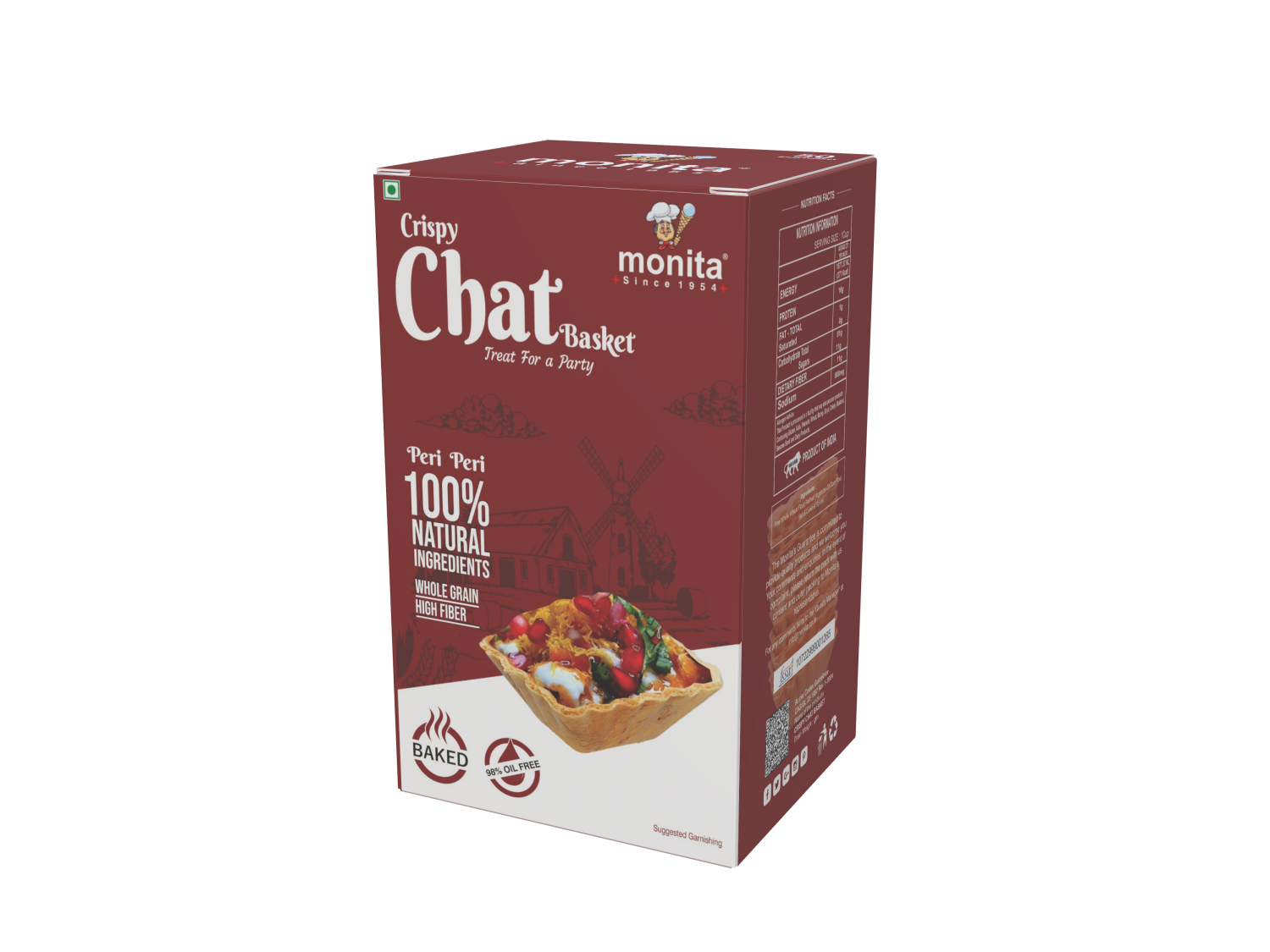CRISPY SQUARE CHAT BASKET 50 PCS - PERI PERI