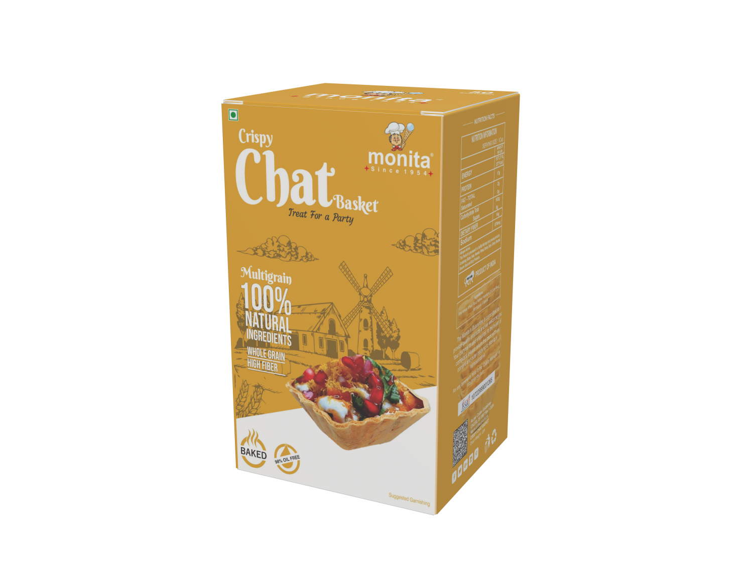 CRISPY SQUARE CHAT BASKET 50 PCS - MULTIGRAIN
